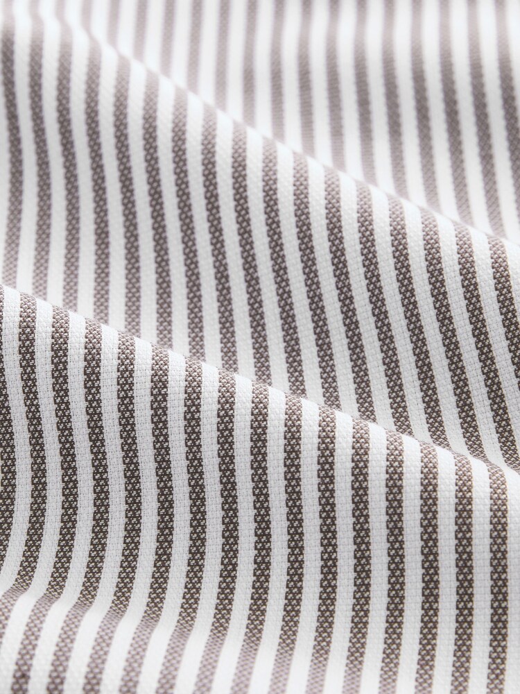 Chocolate Brown Stripe Regular Fit Easy Iron Button Down Oxford Shirt - Image 8 of 8