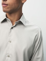 Neutral Monogram Regular Fit Geometric Print Long Sleeve Smart Shirt - Image 4 of 7
