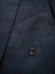 Navy Signature Marzotto Italian Check Fabric Double Breasted Suit Jacket - Image 3 of 6