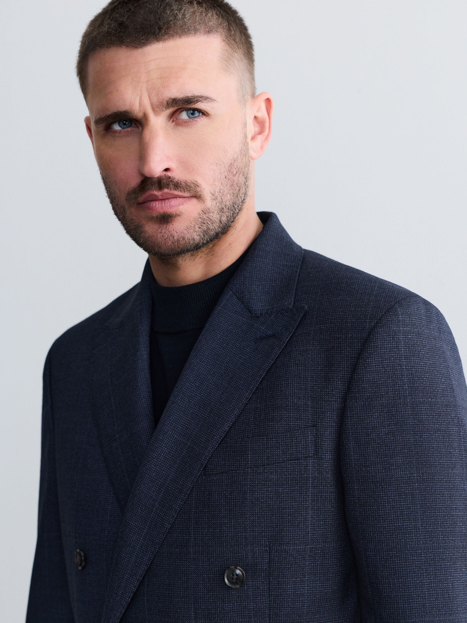 Buy Navy Blue Signature Marzotto 100% Italian Wool Slim Fit Double
