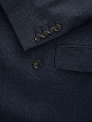 Navy Signature Marzotto Italian Check Fabric Double Breasted Suit Jacket - Image 4 of 6