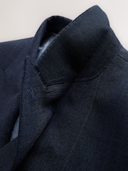Navy Signature Marzotto Italian Check Fabric Double Breasted Suit Jacket - Image 5 of 6