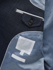 Navy Signature Marzotto Italian Check Fabric Double Breasted Suit Jacket - Image 6 of 6