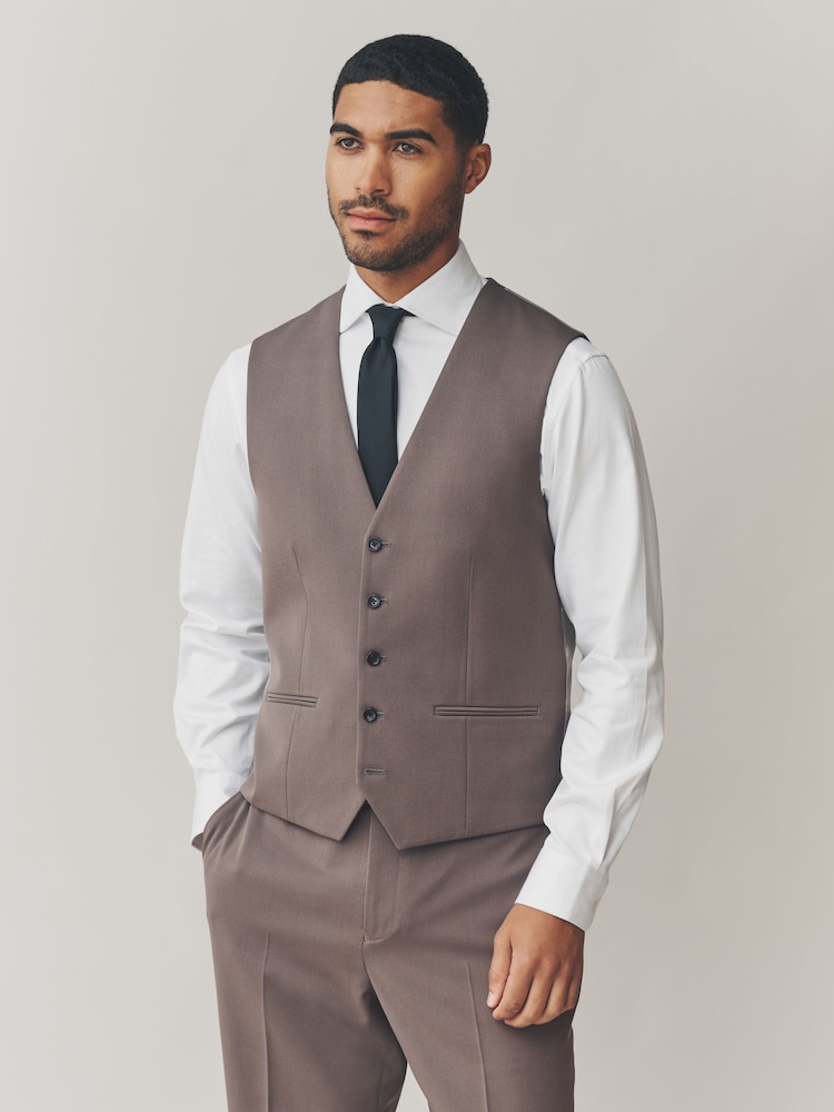 Light Brown Regular Fit Motionflex Stretch Waistcoat - Image 1 of 8
