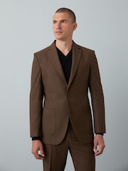 Marrón - Chaqueta de traje ajustada con diseño de franela - Imagen 1 de 6