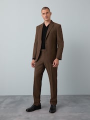 Marrón - Chaqueta de traje ajustada con diseño de franela - Imagen 2 de 6