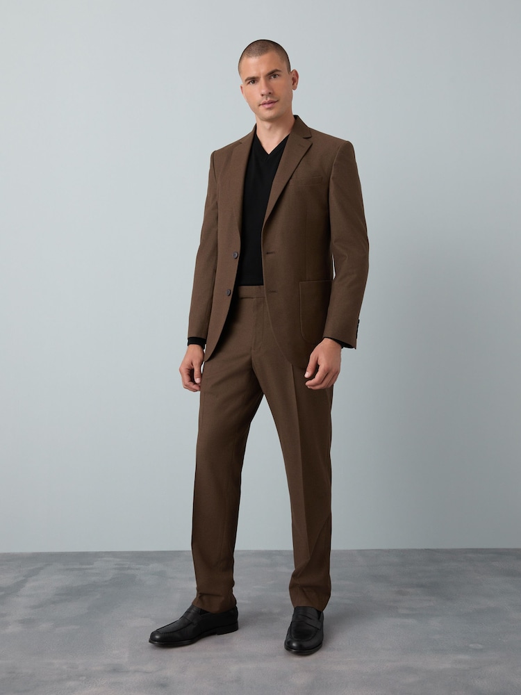 Marrón - Chaqueta de traje ajustada con diseño de franela - Imagen 2 de 6