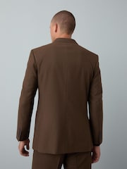 Marrón - Chaqueta de traje ajustada con diseño de franela - Imagen 3 de 6
