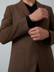 Marrón - Chaqueta de traje ajustada con diseño de franela - Imagen 4 de 6