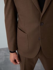 Marrón - Chaqueta de traje ajustada con diseño de franela - Imagen 5 de 6