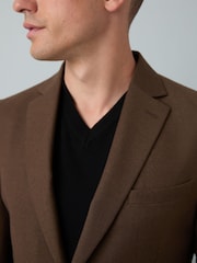 Marrón - Chaqueta de traje ajustada con diseño de franela - Imagen 6 de 6