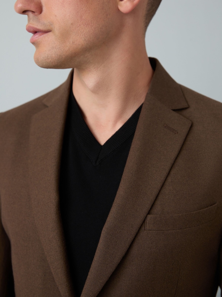 Marrón - Chaqueta de traje ajustada con diseño de franela - Imagen 6 de 6