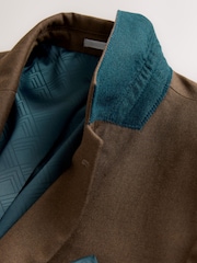 Brown Slim Fit Flannel Suit Jacket - Image 9 of 10