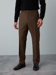 Braun - Slim Fit Flannel Suit Trousers - Bild 1 von 6