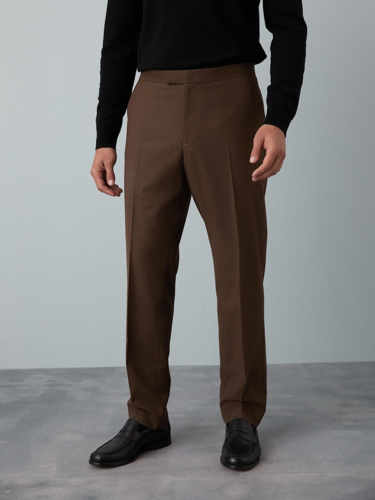 Braun - Slim Fit Flannel Suit Trousers - Bild 1 von 6