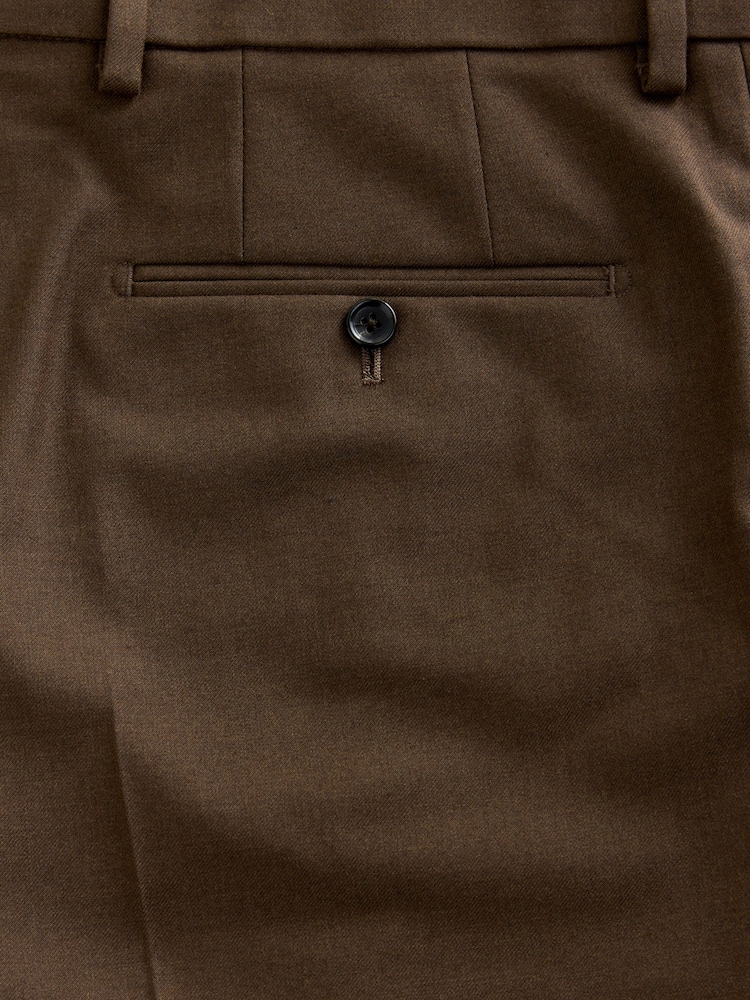Brown Slim Fit Flannel Suit Trousers - Image 11 of 11