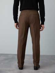 Braun - Slim Fit Flannel Suit Trousers - Bild 3 von 6