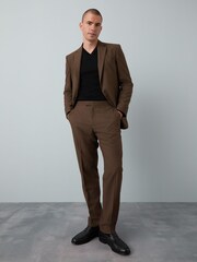 Braun - Slim Fit Flannel Suit Trousers - Bild 6 von 6