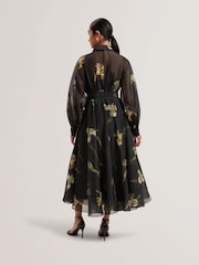 Ted Baker Black Liorral-Printed Organza Belted Maxi Dress - Image 3 of 6