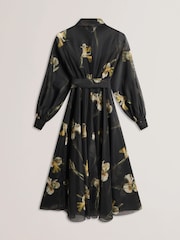 Ted Baker Black Liorral-Printed Organza Belted Maxi Dress - Image 6 of 6