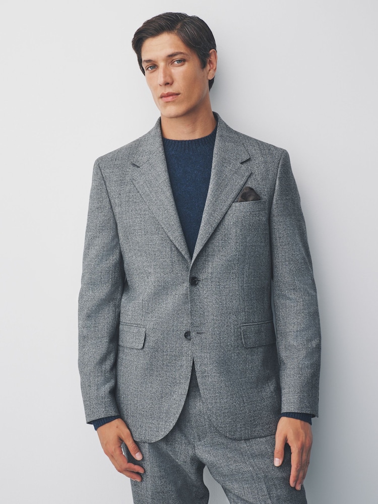 Grey Tailored Fit Wool Blend Suit Jacket - Image 1 of 10 Grey Tailored Fit Wool Blend Suit Jacket - Image 1 of 10