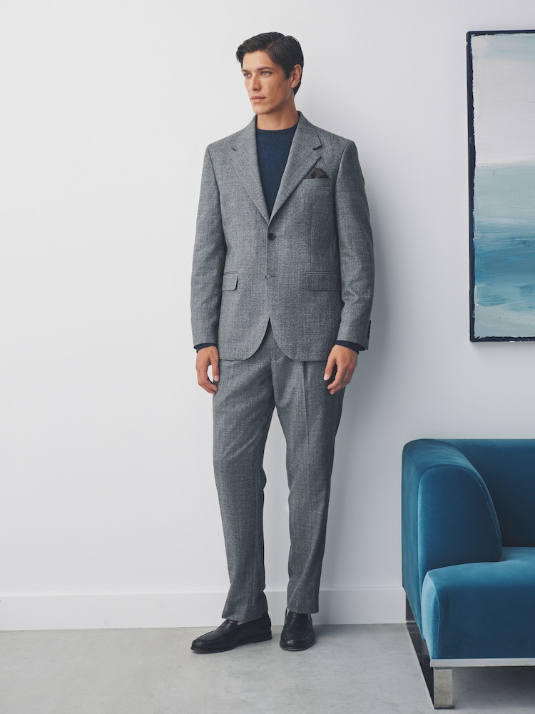 Grey Tailored Fit Wool Blend Suit Jacket - Image 2 of 10 Grey Tailored Fit Wool Blend Suit Jacket - Image 2 of 10