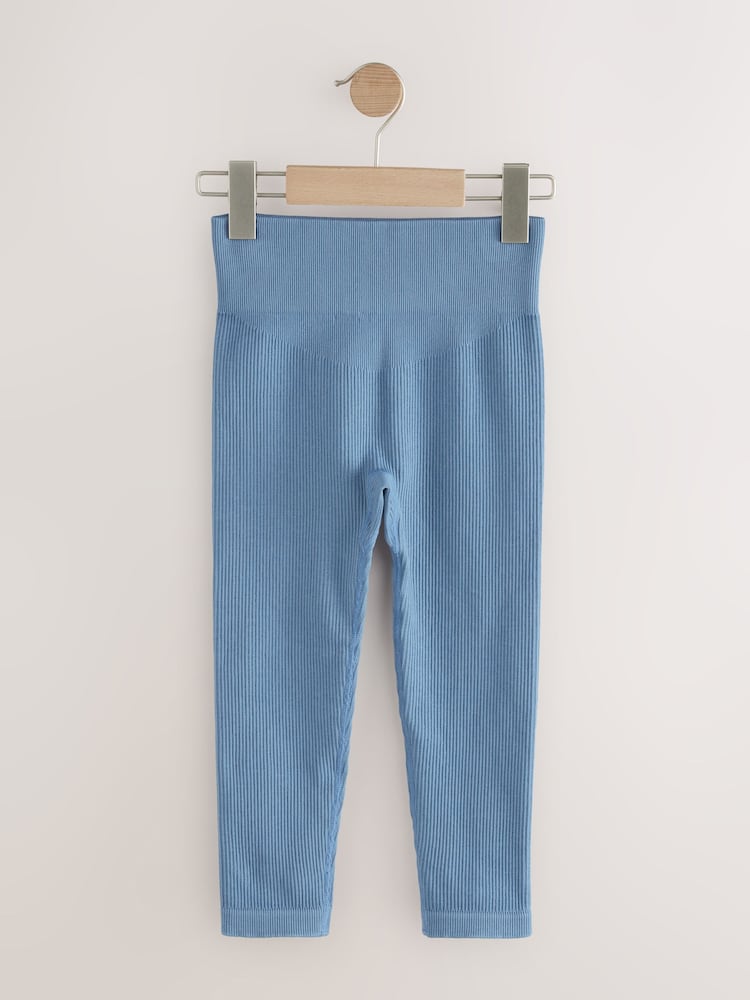 Blue Seamless Ribbed High Waist Leggings (3-16yrs) - Image 2 of 4
