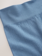 Blue Seamless Ribbed High Waist Leggings (3-16yrs) - Image 3 of 4