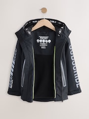 Black/Grey Waterproof Fleece Hooded Lined Jacket (3-17yrs) - Image 4 of 10