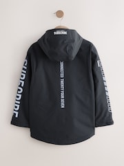 Black/Grey Waterproof Fleece Hooded Lined Jacket (3-17yrs) - Image 5 of 10