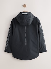 Black/Grey Waterproof Fleece Hooded Lined Jacket (3-17yrs) - Image 6 of 10