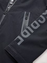 Black/Grey Waterproof Fleece Hooded Lined Jacket (3-17yrs) - Image 8 of 10