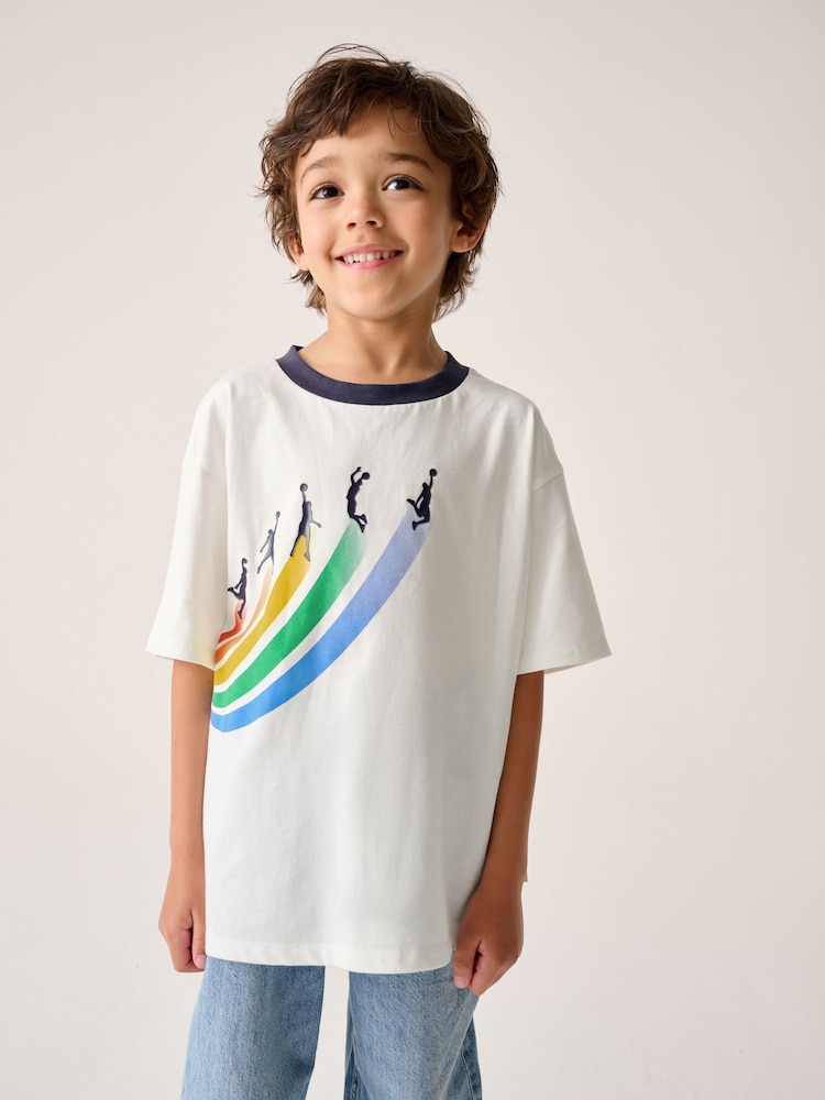 Little Bird by Jools Oliver Red Rainbow Raglan Short Sleeve T-Shirt - Image 2 of 9