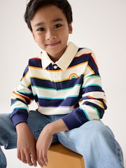 Little Bird by Jools Oliver Multi Striped Polo Collar Sweatshirt - Image 2 of 10