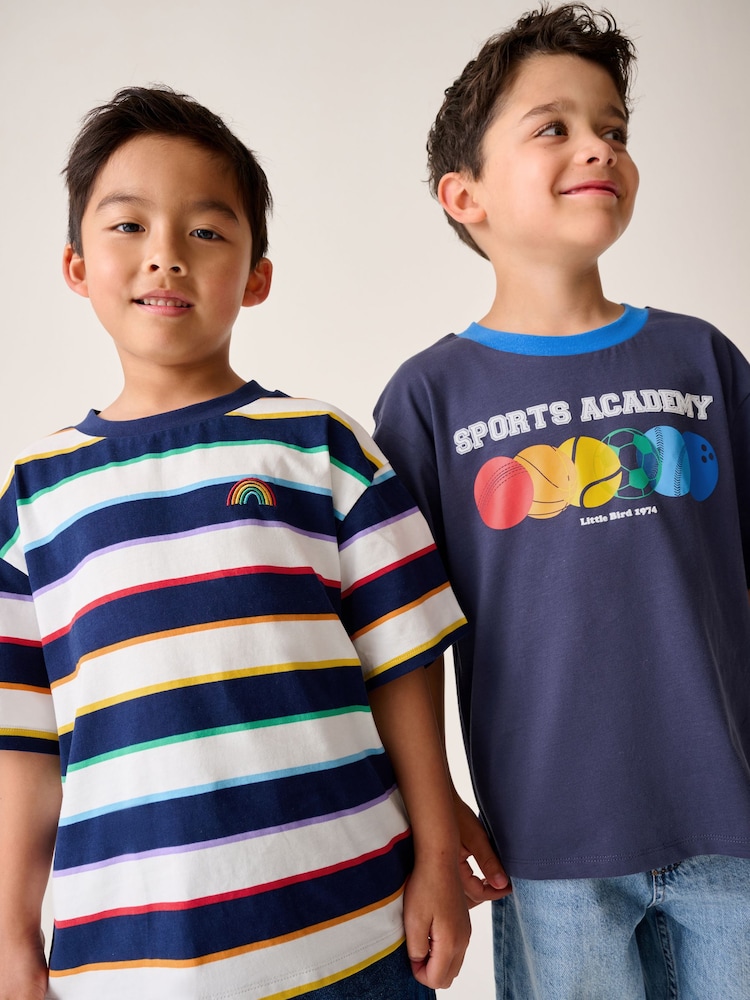 Little Bird by Jools Oliver Blue 2 Pack Oversized 100% Cotton Short Sleeve T-Shirts - Image 2 of 17 Little Bird by Jools Oliver Blue 2 Pack Oversized 100% Cotton Short Sleeve T-Shirts - Image 2 of 17