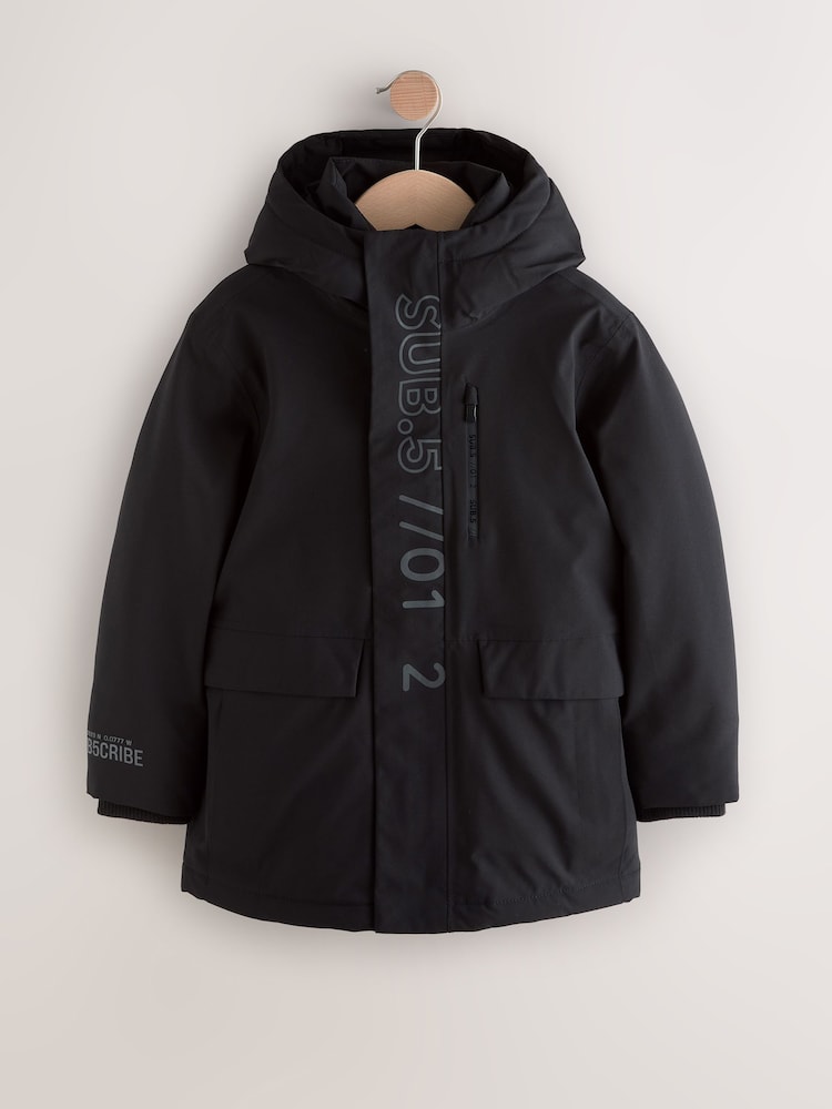 Black/Grey Waterproof Parka Coat (3-17yrs) - Image 1 of 7 Black/Grey Waterproof Parka Coat (3-17yrs) - Image 1 of 7