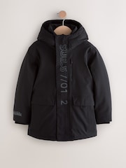 Black/Grey Waterproof Parka Coat (3-17yrs) - Image 8 of 14