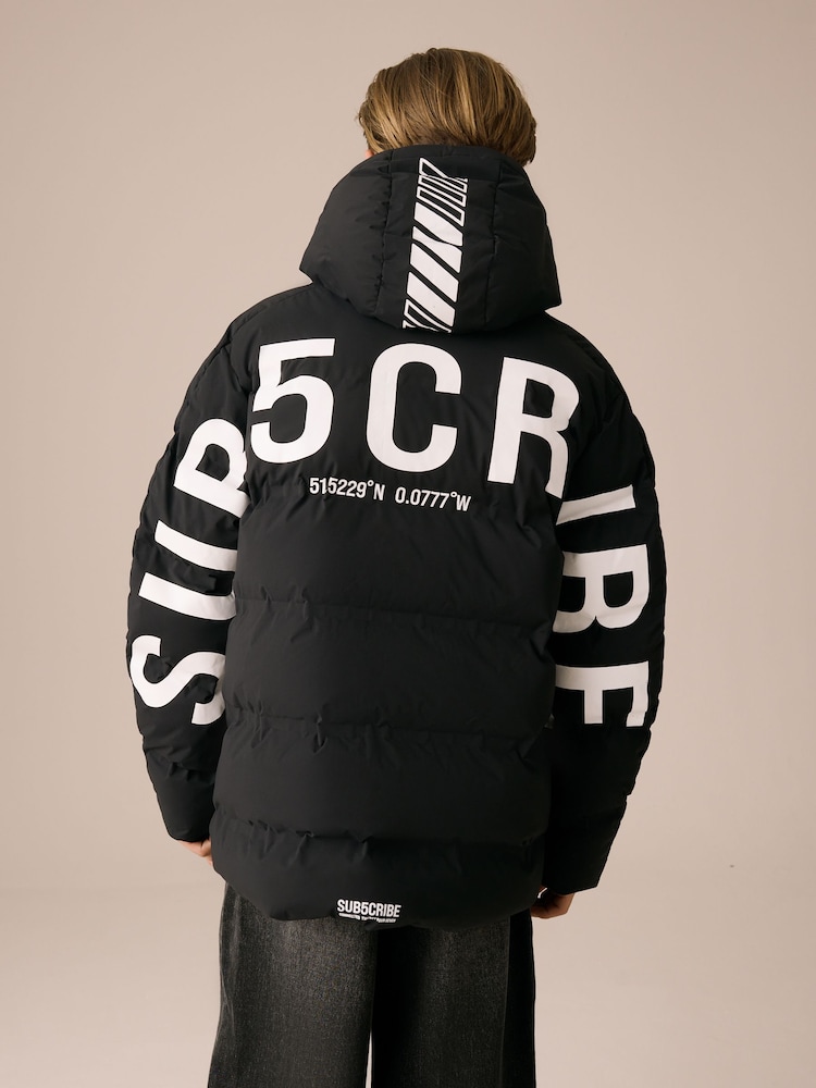 Black/White Shower Resistant Microfleece Lined Padded Coat (3-17yrs) - Image 1 of 12 Black/White Shower Resistant Microfleece Lined Padded Coat (3-17yrs) - Image 1 of 12