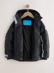 Black/White Shower Resistant Microfleece Lined Padded Coat (3-17yrs) - Image 7 of 12