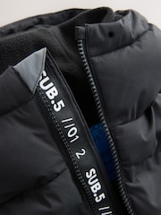 Black/White Shower Resistant Microfleece Lined Padded Coat (3-17yrs) - Image 9 of 12