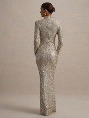 Club L London Galaxy Sequin Turtle Neck Long Sleeve Maxi Dress - Image 2 of 8