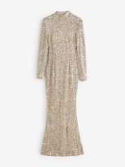 Club L London Galaxy Sequin Turtle Neck Long Sleeve Maxi Dress - Image 8 of 8
