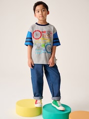 Little Bird by Jools Oliver Grey Oversized Rainbow Short Sleeve 100% Cotton T-Shirt - Image 1 of 14