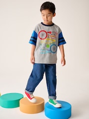 Little Bird by Jools Oliver Grey Oversized Rainbow Short Sleeve 100% Cotton T-Shirt - Image 2 of 14