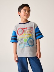 Little Bird by Jools Oliver Grey Oversized Rainbow Short Sleeve 100% Cotton T-Shirt - Image 3 of 14