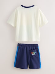 Little Bird by Jools Oliver White Oversized Rainbow Sports Club Short Sleeve T-Shirt and Shorts Set - Image 2 of 4