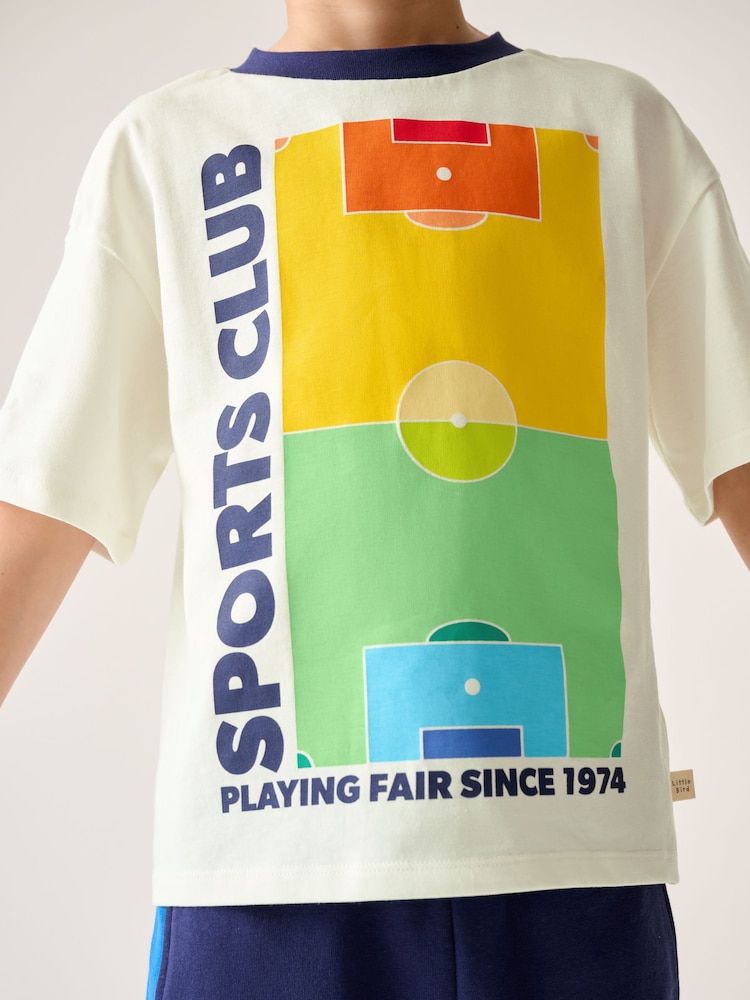 Little Bird by Jools Oliver White Oversized Rainbow Sports Club Short Sleeve T-Shirt and Shorts Set - Image 2 of 6 Little Bird by Jools Oliver White Oversized Rainbow Sports Club Short Sleeve T-Shirt and Shorts Set - Image 2 of 6