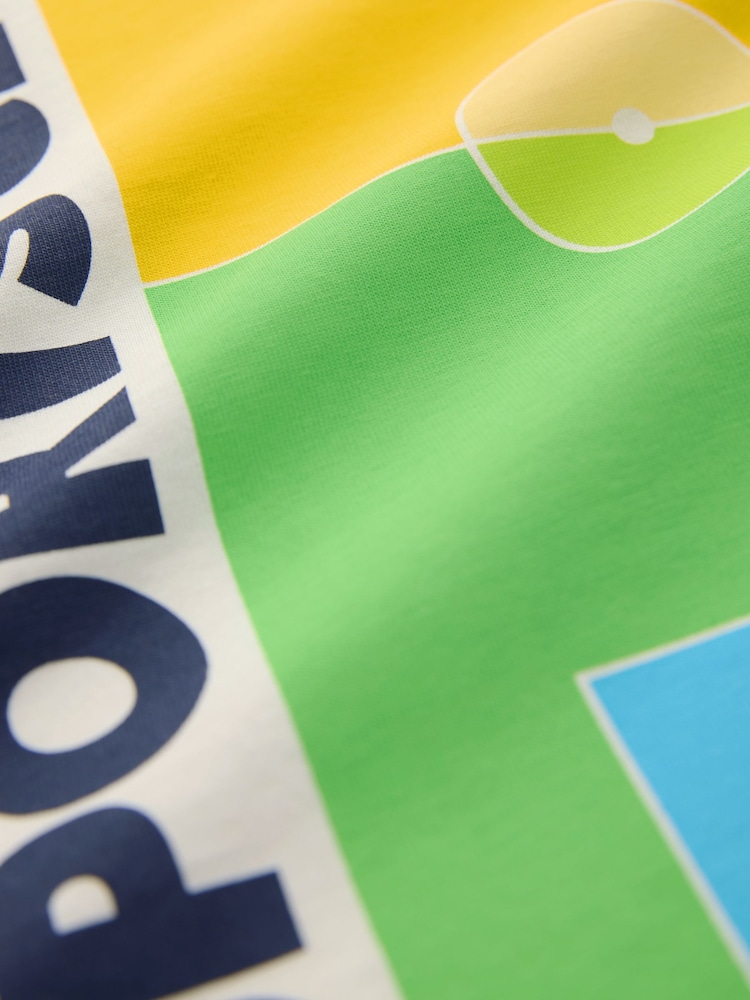 Little Bird by Jools Oliver White Oversized Rainbow Sports Club Short Sleeve T-Shirt and Shorts Set - Image 4 of 4
