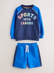 Little Bird by Jools Oliver Blue Rainbow Sports League Sweatshirt and Shorts Set - Image 1 of 8