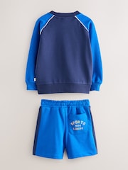 Little Bird by Jools Oliver Blue Rainbow Sports League Sweatshirt and Shorts Set - Image 2 of 8